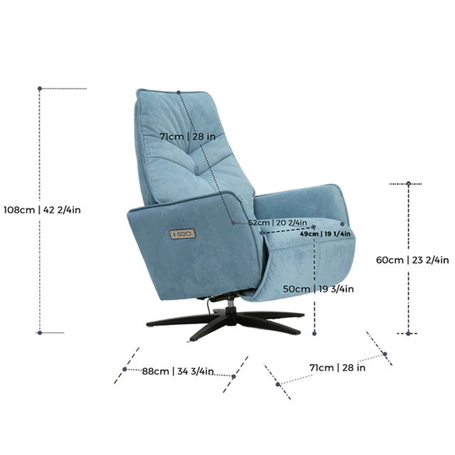 典雅蓝欧式五星脚休闲多功能电动单椅LE3008