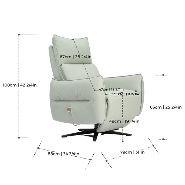 淡雅绿办公室欧式五星脚休闲多功能电动单椅LE3012